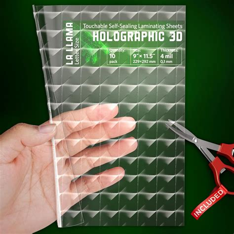 Textured Self Adhesive Laminating Sheets, Holographic 3D Finish, 9 x 11 ...