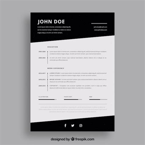 Zwart en wit curriculum sjabloon | Premium Vector