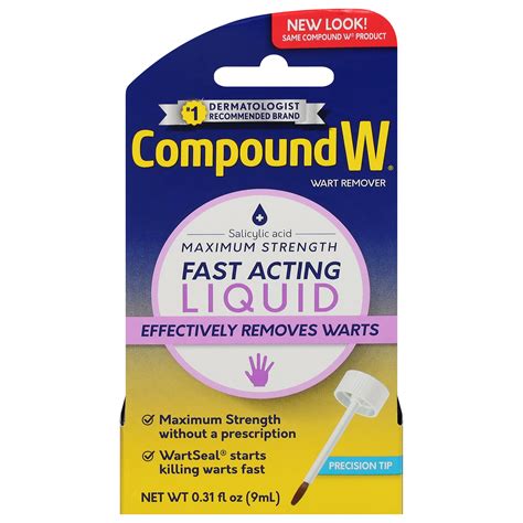 Compound W Wart Remover Maximum Strength Liquid Salicylic Acid 10ml For ...