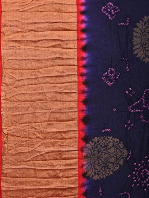 Navy Bandhani Kanchipuram Silk Handloom Saree with Body Buta Design bn ...