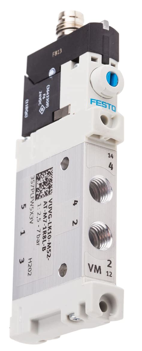 VUVG-LK10-M52-AT-M7-1R8L-S Festo | Festo 5/2 Solenoid Valve - Solenoid ...