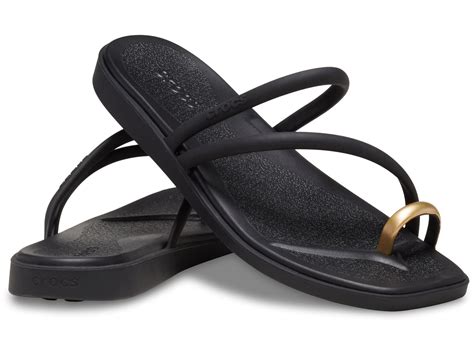 Crocs™ Miami Toe Loop Sandals Flat in Black | Lyst