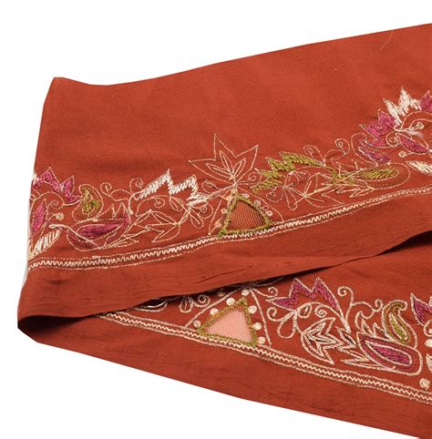 Sushila Vintage Rust Saree Border Indian Craft Sewing Trim Embroidered