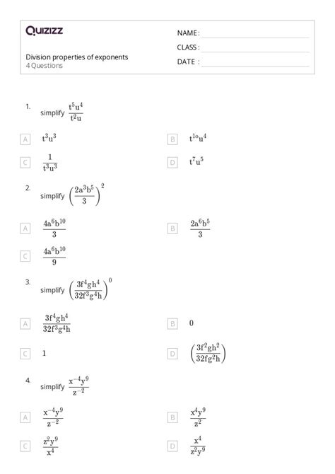Image result for Integer Exponents Worksheet