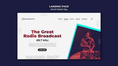 Landing page for world radio day with male broadcaster | Free PSD