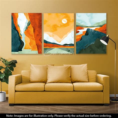 Minimal Landscape Abstract Canvo - Set of 3 Pieces | Printed Wall ...