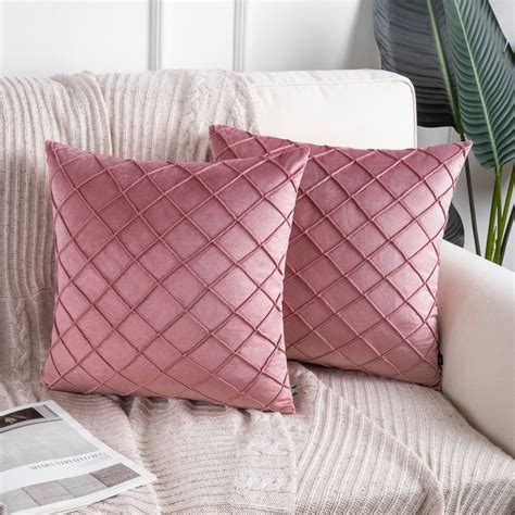 Phantoscope Soft Pleated Velvet Series Square Decorative Throw Pillow ...