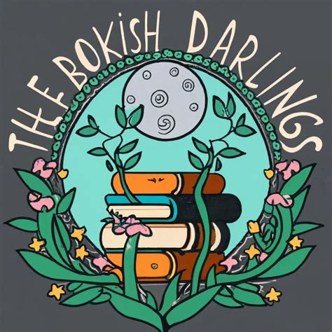 LOGO Design For The Bookish Darlings Elegant Fusion of Books Vines Flowers and Moon with ...