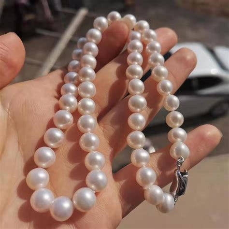 天然淡水珍珠项链，精品珍珠，银镶嵌，价格多少钱 - 文诚珠宝！