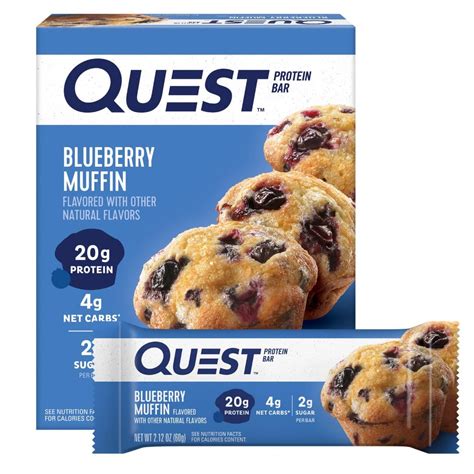 Amazon.com: Quest Nutrition Blueberry Muffin Protein Bars, 20g Protein ...