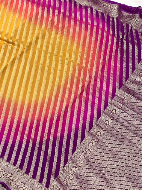 Violet Shaded Banarasi Khaddi Georgette Leheriya Saree
