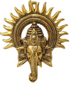 Pranjals House pranjals house Metal Ganesh Ji Face Encircled with Suraj ...