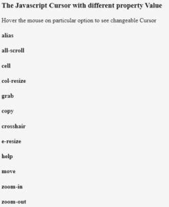 Image result for JavaScript Cursor