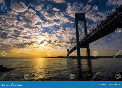 Verrazano-Narrows Bridge stock image. Image of architecture - 114447757