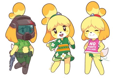 isabelle and doomguy (animal crossing and 1 more) drawn by starbirbz ...