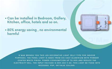 Buy D’Mak™ 6 Watt Decorative LED Light, Jelly Type Square Panel Light ...