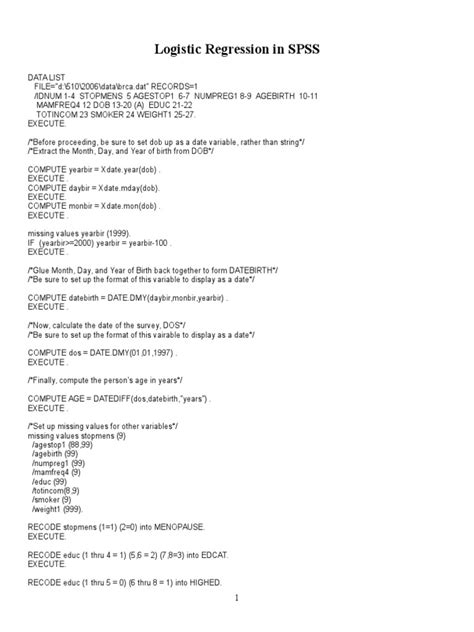 Using Multiple Logistic Regression SPSS 的图像结果