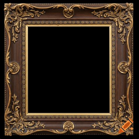 An ornate square frame with gold and silver scrolling decoration on a ...