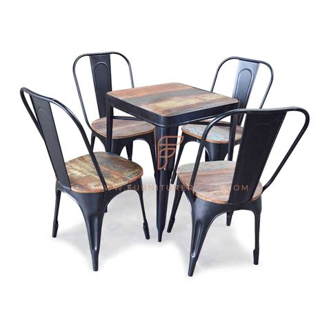 Buy FR Dining Sets Series Reclaimed Wood Top Dining Table with 4 Tolix ...