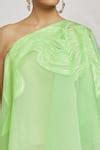 Buy Green Organza Asymmetric One Shoulder Kaftan Top For Women by Amit ...
