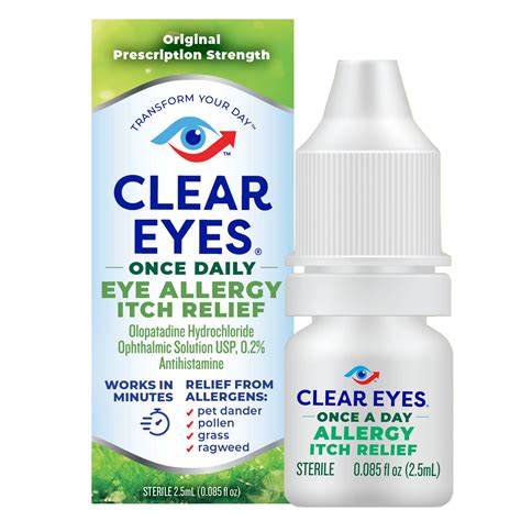 Clear Eyes Eye Drops for Allergies and Itchy Eyes 30 Day Supply, 0.085 Fl Oz Allergy Relief ...