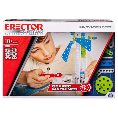 Buy MECCANO Erector, Set 3, Geared Machines S.T.E.A.M. Building Kit ...