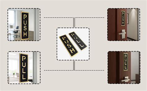 Bmado Push Pull Door Sign | 5.9 Inch Acrylic Gold Black Sticker Set ...