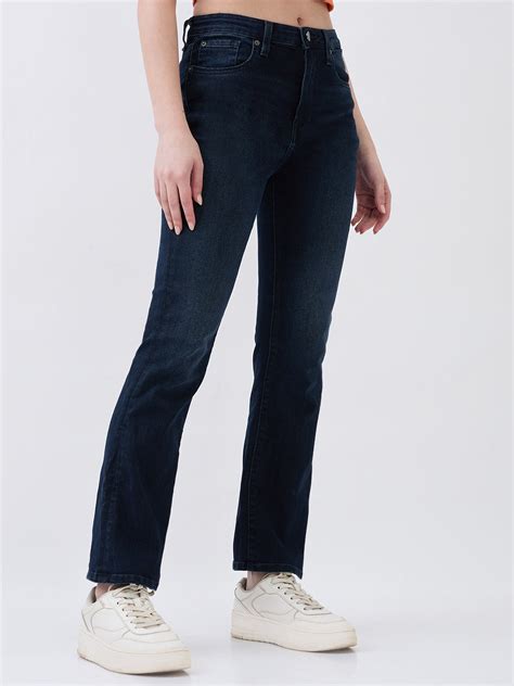 Women Midnight Blue Boot Cut Fit High Rise Jeans