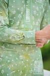 Buy Green Cotton Embroidery Phulvari Floral Print Kurta For Men by ...