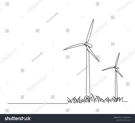 Continuous One Line Drawing Wind Turbines Stock Vector (Royalty Free) 2272982349 | Shutterstock