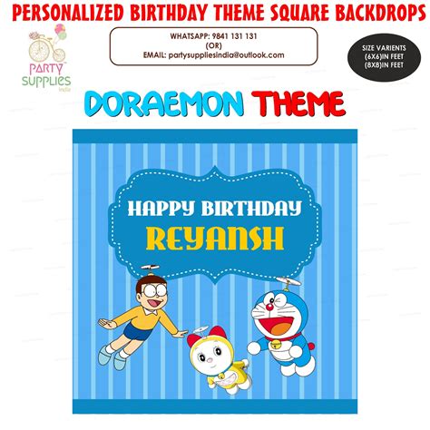Doraemon Theme Customized Square Backdrop | Kids birthday party – Party ...