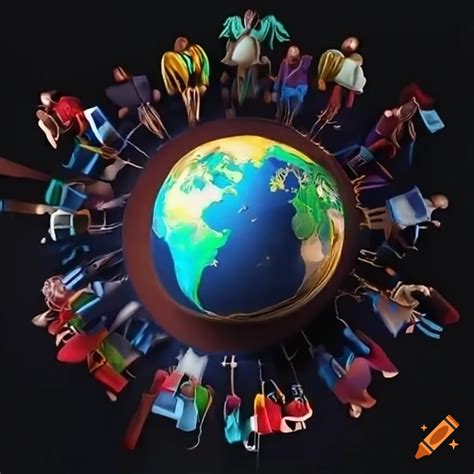 Symbolic representation of global connections and cultural unity