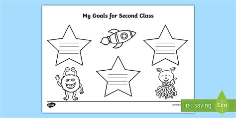 My Goals for Second Class Worksheet / Worksheet
