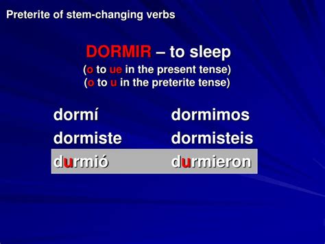 PPT - Preterite Stem-Changing Verbs PowerPoint Presentation, free ...