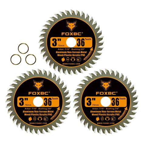 FOXBC 3 Inch Carbide Circular Saw Blade 36 Tooth for Wood, Plastic, PC