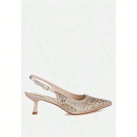 Vernaos Pointed Toe Rhinestone Slingbacks | SHEIN USA