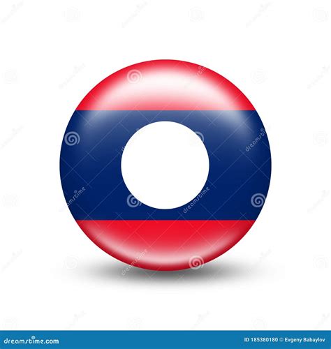 Laos Country Flag in Circle with White Shadow Stock Illustration ...