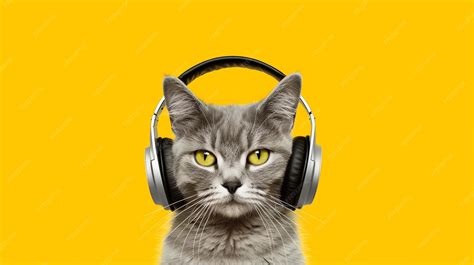 Premium Photo | A cat wearing headphones