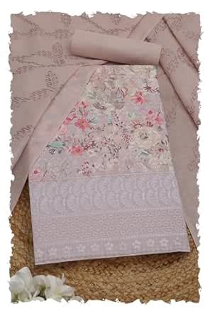 Buy Soch Womens Blush Pink Cotton Floral Print Unstitched Dress ...