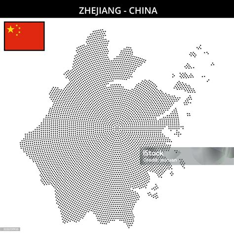 Small Circular Dotted Map Of Zhejiang In China Stock Illustration ...