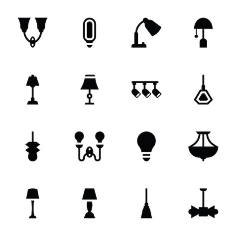 Wall lamps and lights icons | Premium Vector