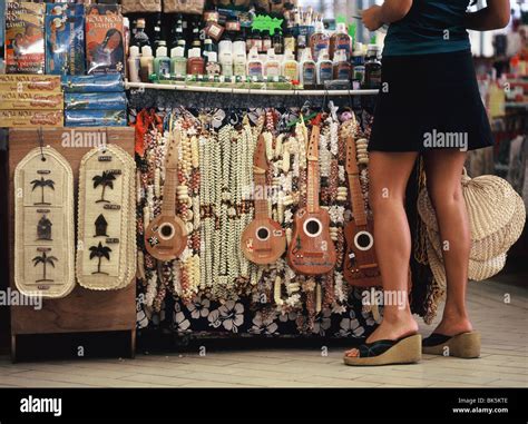 Souvenir shop, Tahiti, Society Islands, French Polynesia, South Pacific ...