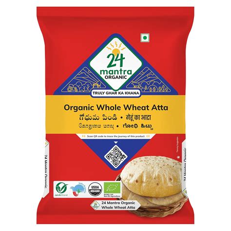 24 Mantra Organic Whole Wheat Atta Premium/Gehoon Atta/Godhuma Atta - 5 ...