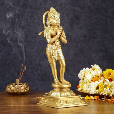 Brass Hanuman in Namaskaram anjali Mudra Statue 12 inch – Budhshiv.com
