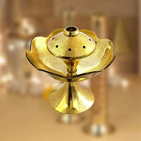 ROLIMOLI Brass Agarbatti Stand Holder with Center Dhoop Holder Incense ...