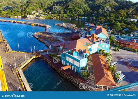Top View of Port and Town Center of Coxen Hole Stock Photo - Image of ...