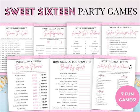 Free Printable Sweet 16 Party Games Kids That Arrive Early To School Or ...