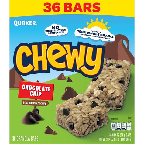 Quaker Chewy Chocolate Chip , 0.84 Oz, 36 Ct Granola Bars - Walmart.com