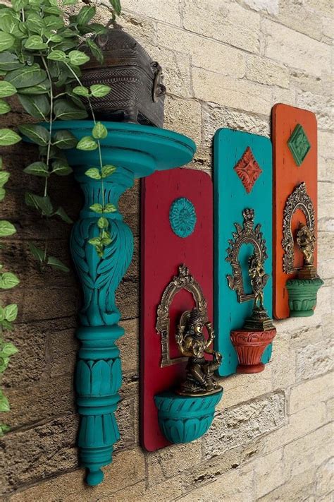 Vintage wood Hand Carved and Painted Solid Wood Flower Jali Design Wall ...