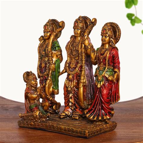 Hand-Painted Ram Darbar Idol Set (Ram, Sita, Laxman & Hanuman ...